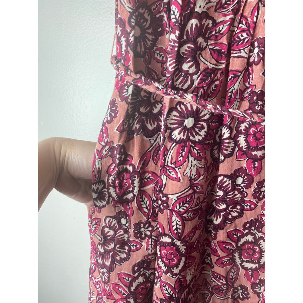 FAHERTY DRESS LINEN FLORAL MIDI PINK COTTAGECORE MILKMAID BOHO WESTERN COQUETTE - Picture 11 of 16